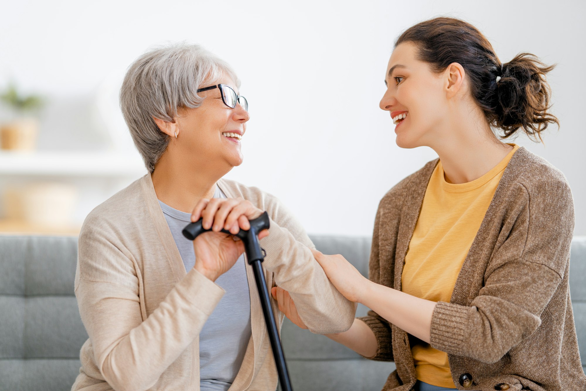 Happy patient and caregiver