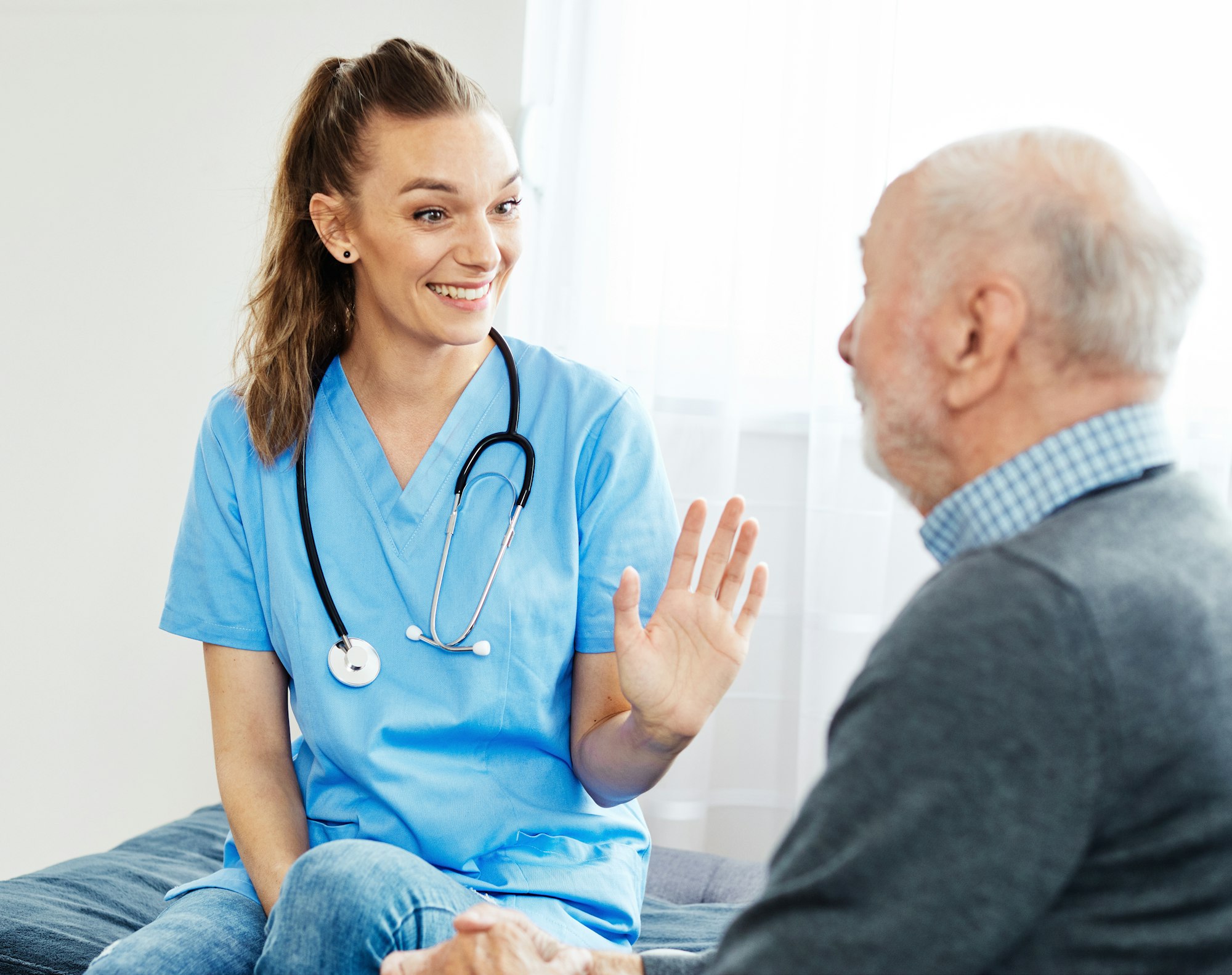 nurse doctor senior care caregiver help assistence retirement home nursing elderly man woman health